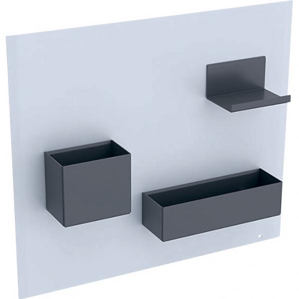 Geberit magnettavle 45x39cm med opbevaringskasser, Hvid/Lava