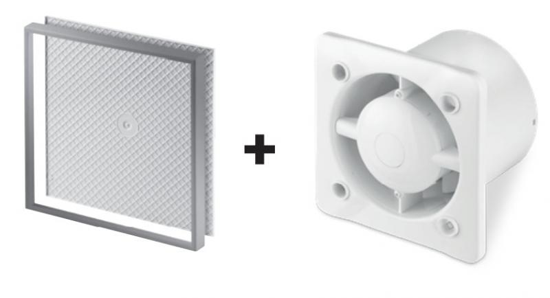 Unite Silent ventilator m/ timer, hygrostat og frontpanel t/ flisemontering