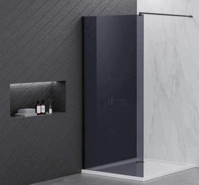 Nortiq fast brusevæg 100x190 - Mørkt glas/mat sort Nortiq fast brusevæg 100x190 - Mørkt glas/mat sort