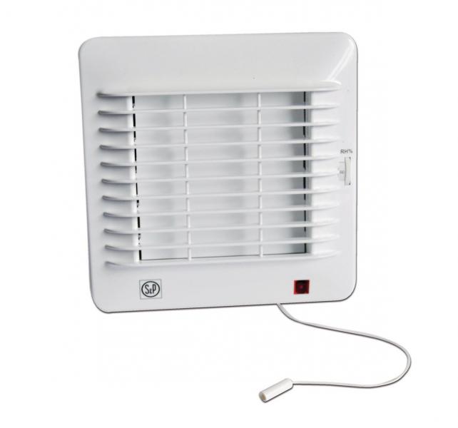 Thermex EDM 100CHMZ Ventilator med hygrostat, snorafbryder & kuglelejer, Ø100 mm, Hvid