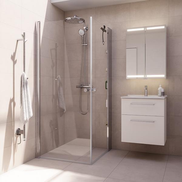Dansani Match A+A brusehj&oslash;rne - 70x70 cm - Klar glas/krom