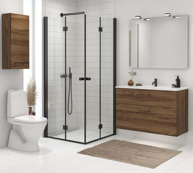 Dansani Match B+B bruseniche - 100x80 cm - Klar glas/mat sort