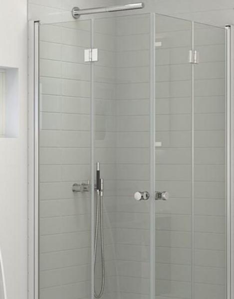 Dansani Match B+B bruseniche m/foldedøre - 80x100 cm - Klar glas/mat krom