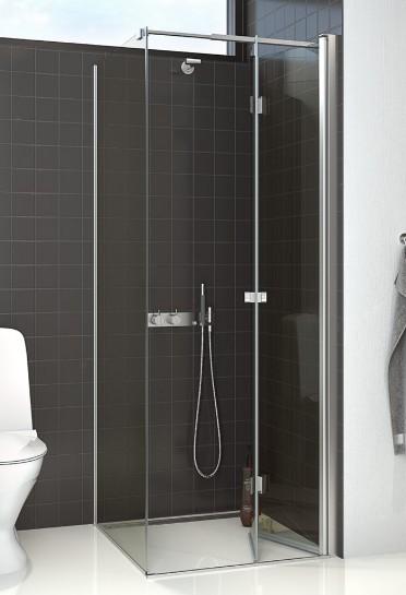 Dansani Match B+D 90x70 brusehjørne - Klar glas/matkrom