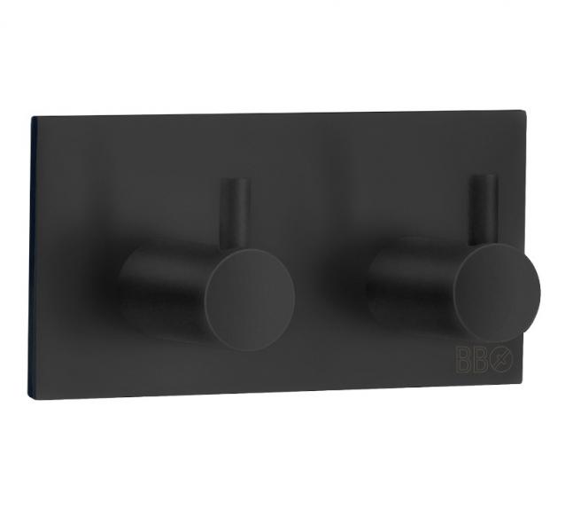 Beslagsboden selvklæbende dobbeltkrog m/tap - Firkantet - Mat sort