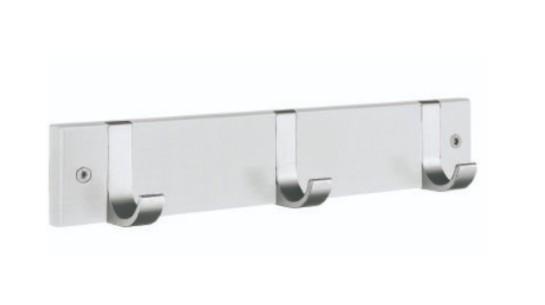 Beslagsboden knagerække m/3 knager - Mat hvid/aluminium