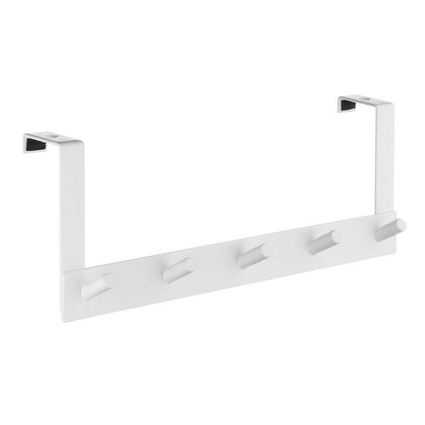 Beslagsboden knager&aelig;kke til d&oslash;r - 5 knager - Hvid