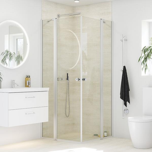 Dansani Match C+C brusehj&oslash;rne - 90x90 cm - Krom