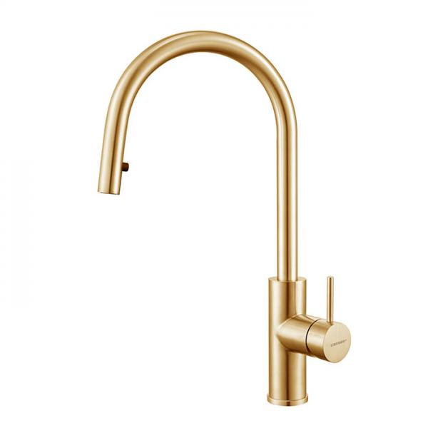 Cass&oslash;e Noba CK04 k&oslash;kkenarmatur m/udtr&aelig;k - B&oslash;rstet messing