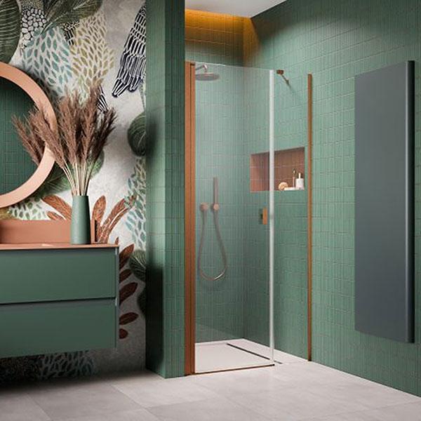 Str&oslash;mberg Noma 45 svingd&oslash;r m/sidepanel 1000mm - Venstre - B&oslash;rstet kobber