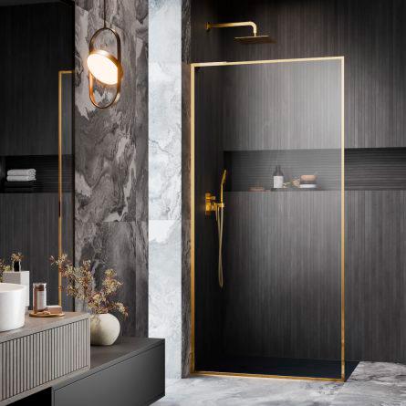 Strømberg Walk-in 305 fast brusevæg 70 cm - Venstre - Klar glas/messing Strømberg Walk-in 305 fast brusevæg 70 cm - Venstre - Klar glas/messing