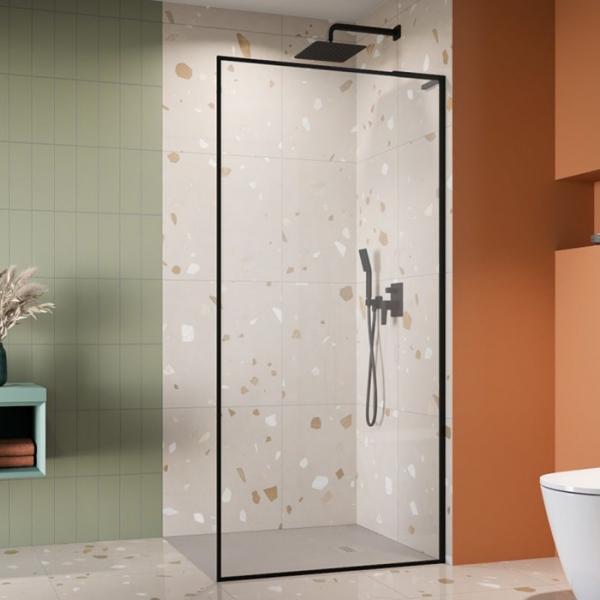 Strømberg Walk-in 305 fast brusevæg 70 cm - Højre - Klar glas/mat sort Strømberg Walk-in 305 fast brusevæg 70 cm - Højre - Klar glas/mat sort