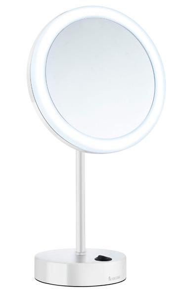 Smedbo Outline kosmetikspejl til bord m/LED lys og 5 x forstørrelse - Mat hvid