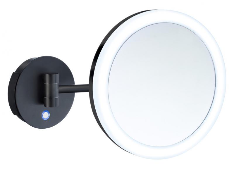 Smedbo Outline kosmetikspejl til væg m/LED lys og 5 x forstørrelse - Mat sort