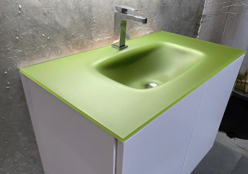 Bath 81 m&oslash;belvask i glas - Mat olivengr&oslash;n