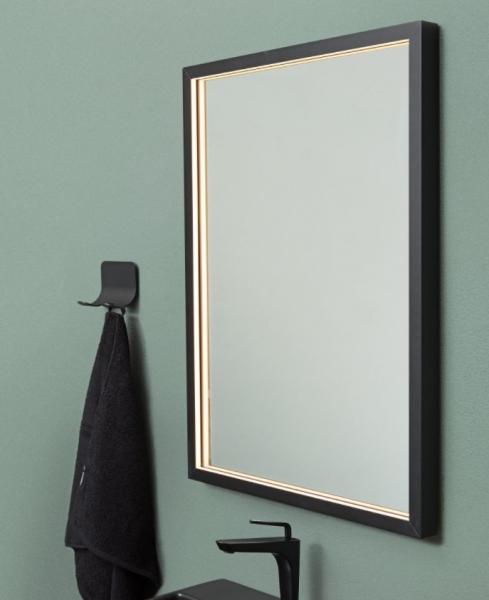 Cassøe Milano spejl m/sort ramme og LED - 80x120 cm - Vendbart