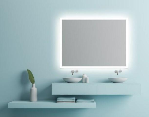 Mie firkantet spejl m/integreret LED lys og backlight - 80 cm