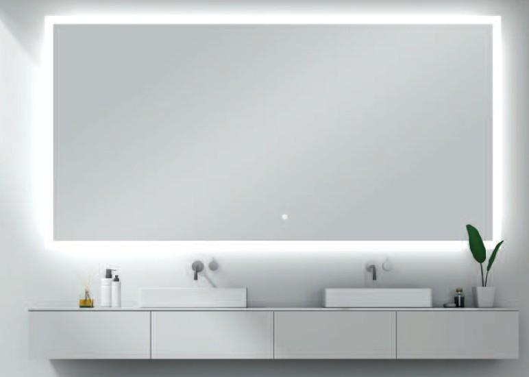 Eller enten Isbjørn overraskende Mie firkantet spejl m/integreret LED lys, touch og backlight - 180 cm - VVS  nr.: Mie2-180