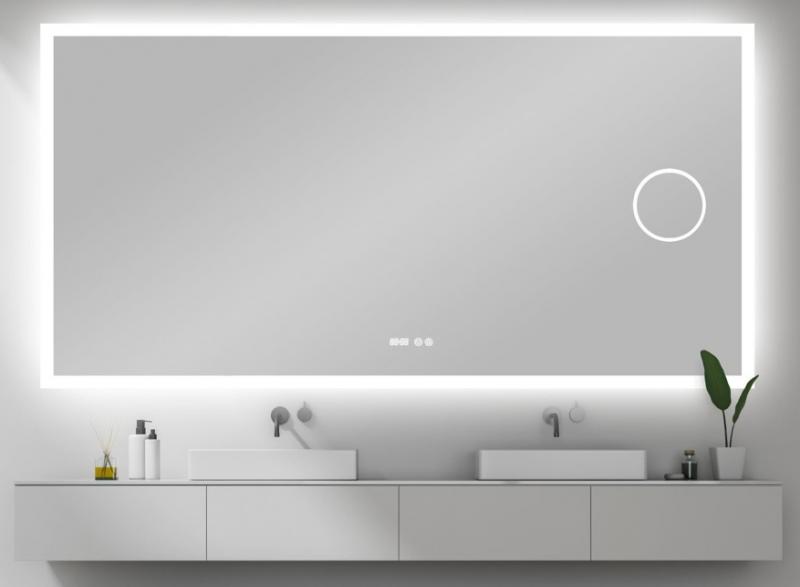 Mie firkantet SMART spejl m/LED lys, lyd, touch og varme - 160 cm