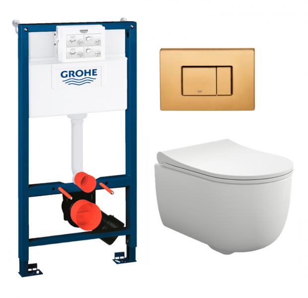 Svedbergs Alta kompakt rimless toiletpakke inkl. sæde m/softclose, mellem cisterne og messing betjening