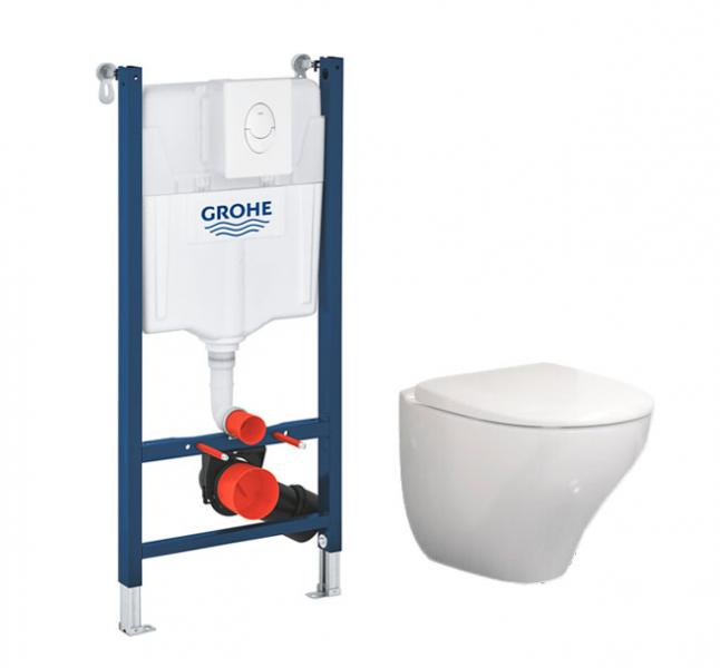 Gustavsberg Nautic Hygienic Flush toiletpakke inkl. sæde m/softclose, cisterne og hvid betjening