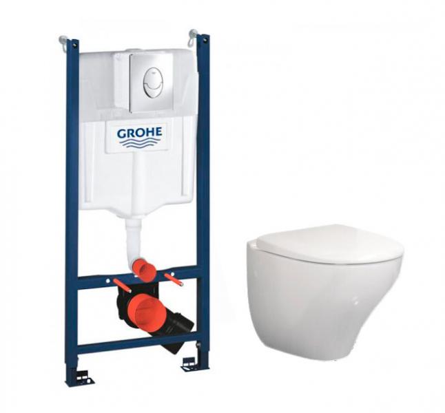 Gustavsberg Nautic Hygienic Flush toiletpakke inkl. sæde m/softclose, cisterne og krom betjening