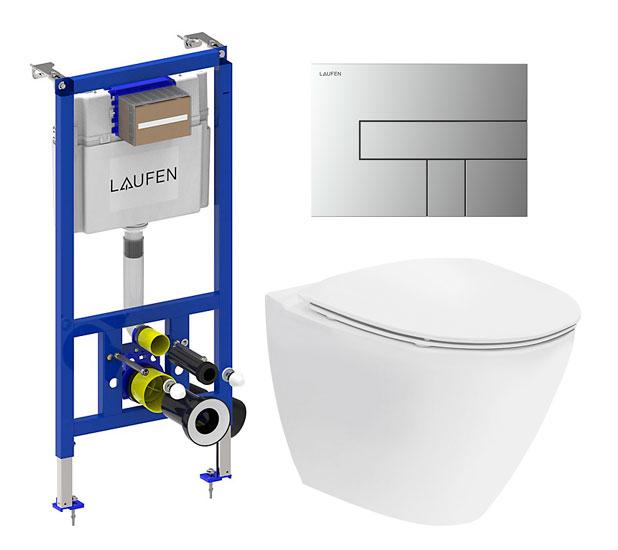 Ifö Spira Art toiletpakke inkl. sæde m/soft-close, cisterne og krom AW100 betjening