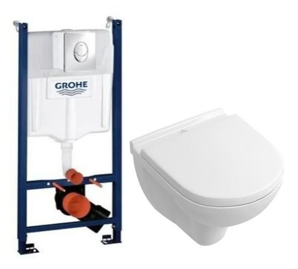 V&B O.novo Compact toiletpakke inkl. cisterne, krom betjeningsplade og sæde m/ soft-close