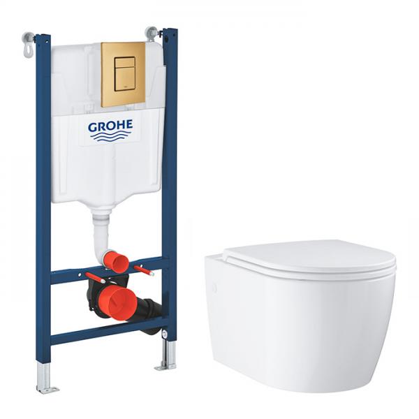 Grohe Start Round toiletpakke inkl. s&aelig;de m/SoftClose, cisterne og betjening i messing
