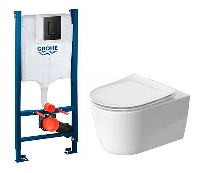Duravit Soleil by Starck RIMless, HygieneFlush og HygieneGlaze toiletpakke inkl. sæde m/softclose, cisterne og mat sort betjening