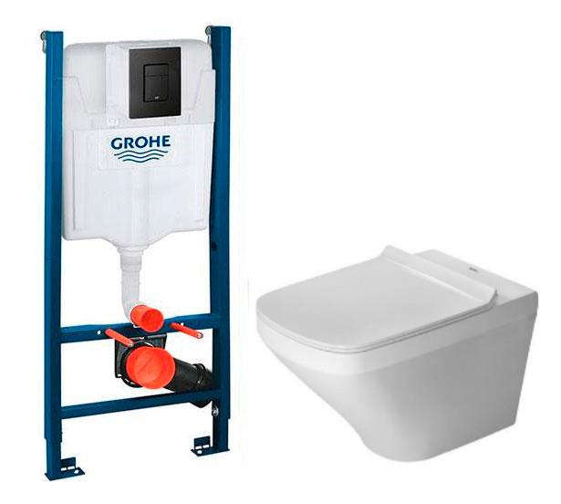 Duravit Durastyle Rimless toiletpakke inkl. sæde m/softclose, cisterne og mat sort betjening