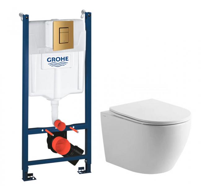 Lavabo Studio RIMless toiletpakke inkl. s&aelig;de m/soft-close, cisterne og messing betjening