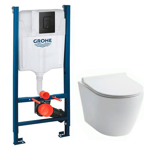 Lavabo Studio RIMless toiletpakke inkl. sæde m/soft-close, cisterne og mat sort betjening