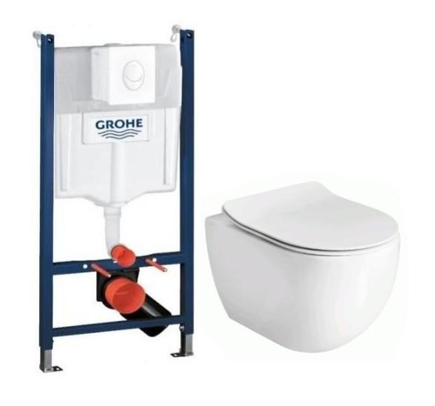 Lavabo Glomp Mini rimless toiletpakke inkl. sæde m/soft-close, cisterne og hvid betjening