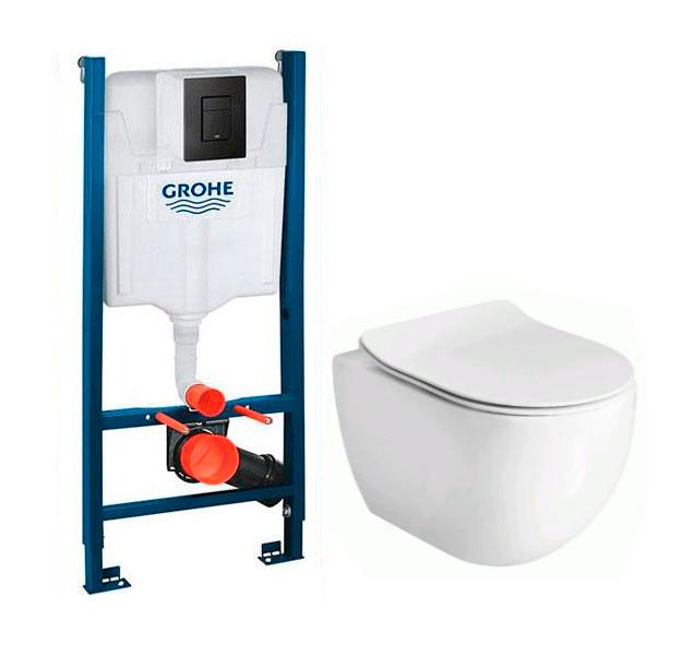 Lavabo Glomp Mini rimless toiletpakke inkl. sæde m/soft-close, cisterne og mat sort betjening