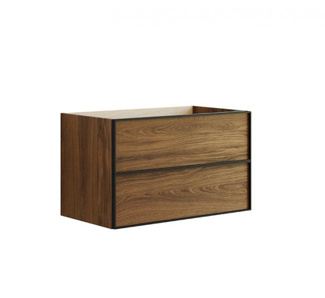 Dansani Luna vaskeskab 80x48 m/skuffer - Brun eg/sort ramme