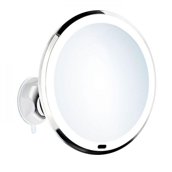 Beslagsboden Glow makeupspejl m/lys, sugekop og 7x forstørrelse - Krom