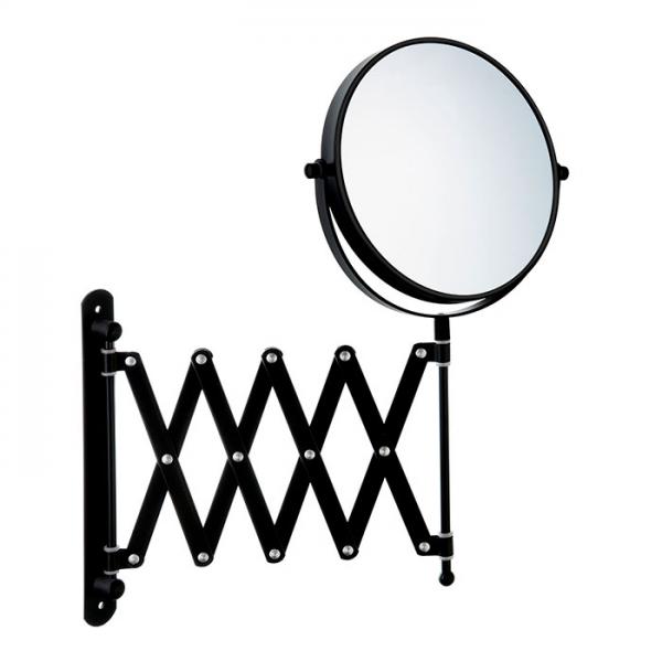Beslagsboden Glow makeupspejl m/saksearm og 7x forstørrelse - Mat sort