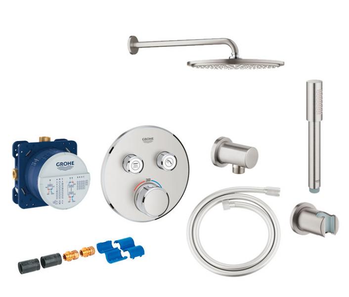 Grohe SmartControl komplet brusesystem med Rainshower 310 hovedbruser til indbygning - Supersteel