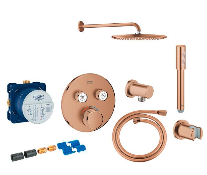 Grohe SmartControl komplet brusesystem m/Rainshower 310 til indbygning - Børstet Warm Sunset