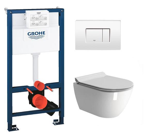 GSI Pura kompakt RIMless toiletpakke inkl. sæde m/soft-close, mellem cisterne og hvid betjening