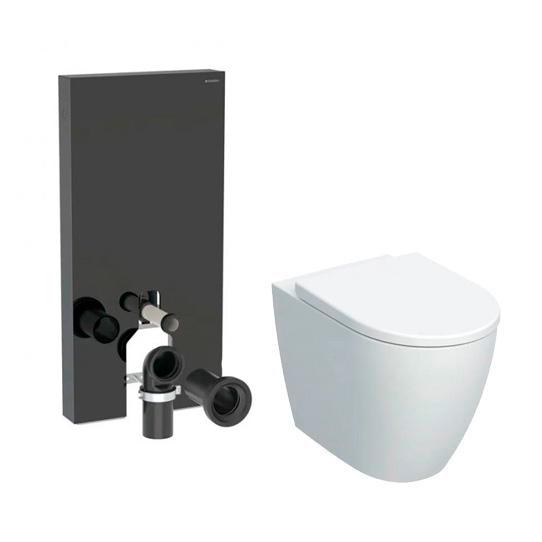 Geberit iCon BTW mat hvid gulvtoilet m/sort Monolith cisterne