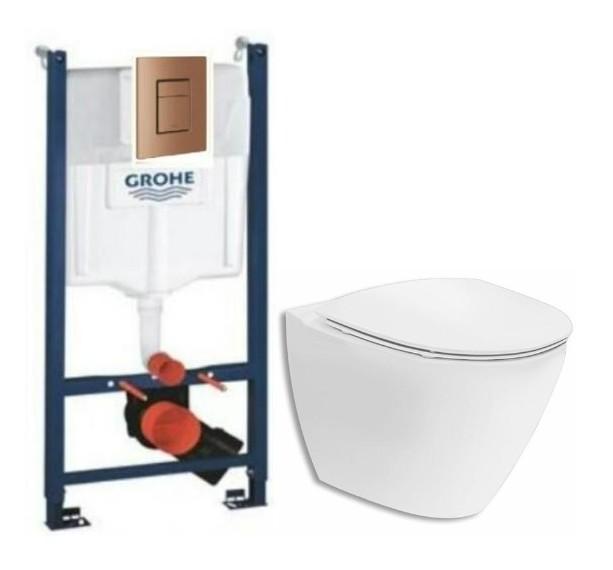 Ifö Spira Art toiletpakke inkl. sæde m/soft-close, cisterne og kobber betjening