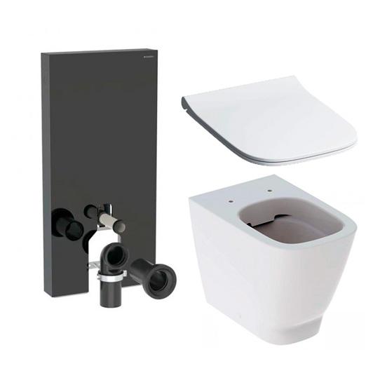 Geberit Smyle BTW gulvtoilet m/sort Monolith cisterne