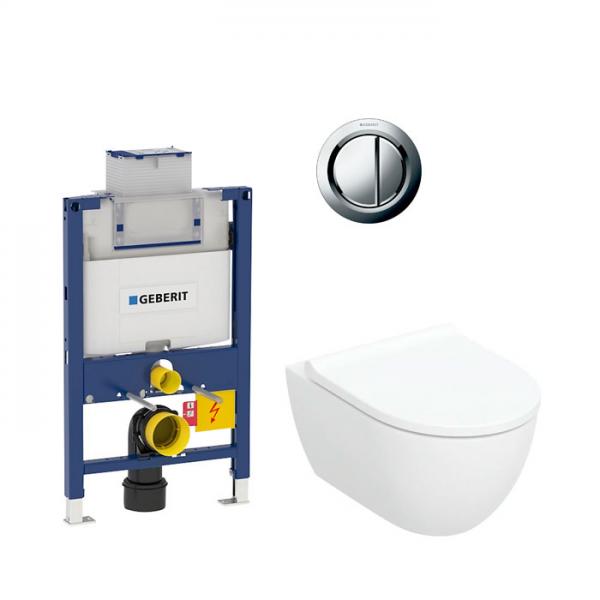 Geberit Acanto toiletpakke m/TurboFlush, sæde, lav cisterne og krom betjening
