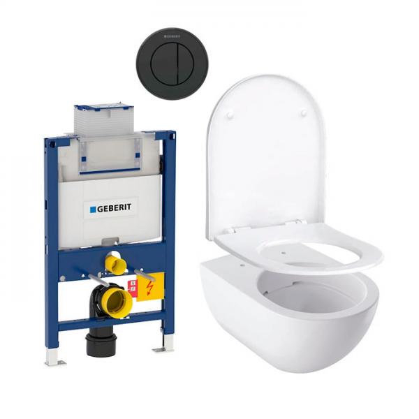 Geberit Acanto toiletpakke m/Keratect, sæde, lav cisterne og mat sort betjening