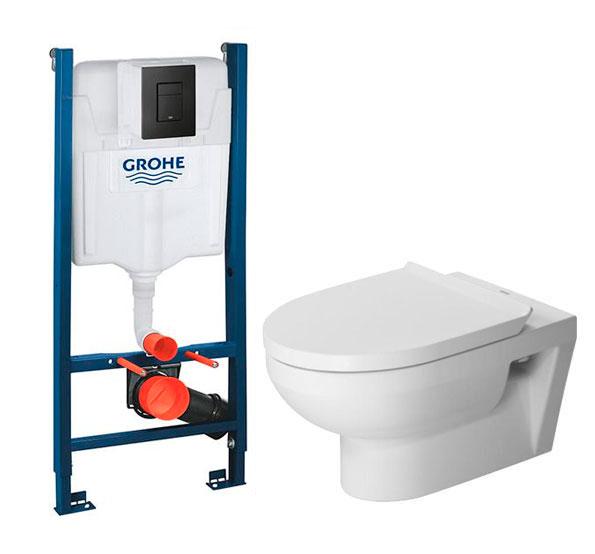 Duravit No. 1 Rimless toiletpakke inkl. sæde m/softclose, cisterne og mat sort betjening
