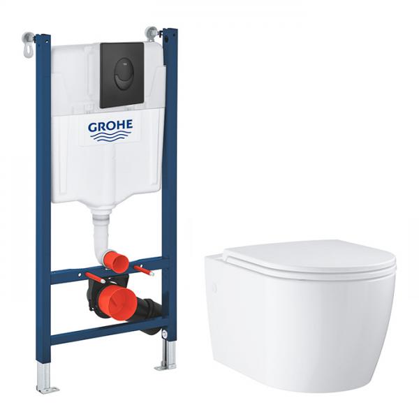 Grohe Start Round toiletpakke inkl. sæde, cisterne og mat sort betjening