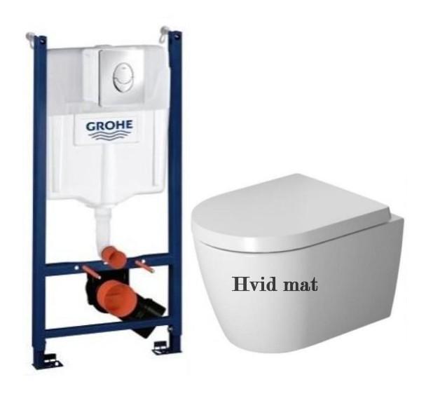 Duravit Me by Starck Compact Rimless - Hvid Mat m/wondergliss toiletpakke inkl. sæde m/softslose, cisterne og krom betjening