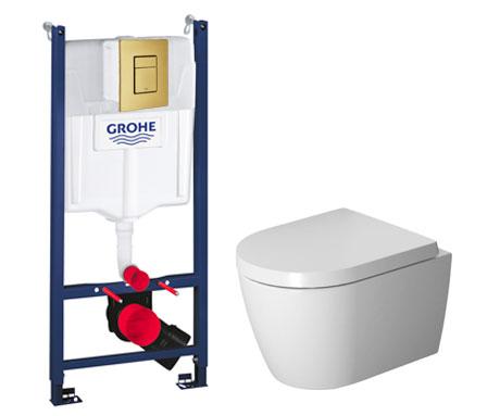 Duravit Me by Starck Compact Rimless toiletpakke inkl. sæde m/softclose, cisterne og messing betjening